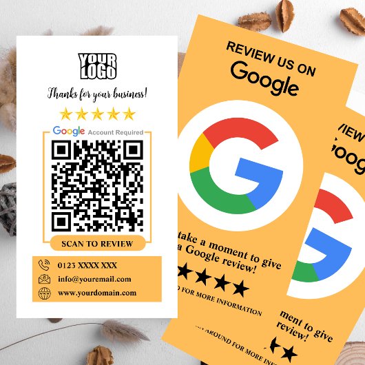 Google-Reviewen | Zakelijke Review US Peach QR-cod Visitekaartje