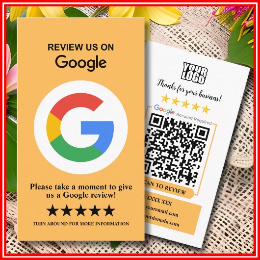 Google-Reviewen | Zakelijke Review US Peach QR-cod Visitekaartje