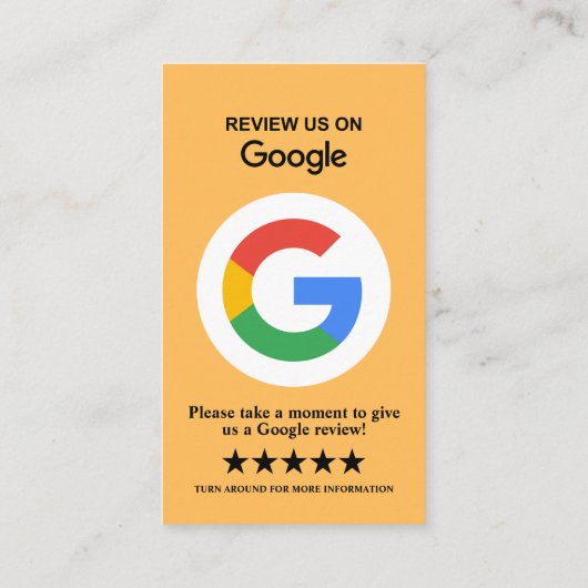 Google-Reviewen | Zakelijke Review US Peach QR-cod Visitekaartje (Achterkant)