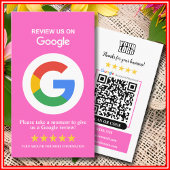 Google-Reviewen | Zakelijke Review US Roze QR-code Visitekaartje