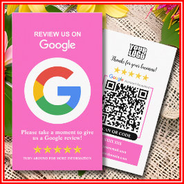 Google-Reviewen | Zakelijke Review US Roze QR-code Visitekaartje