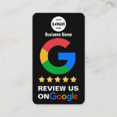 Google-Reviewen | Zakelijke Review US Zwart QR Cod Visitekaartje (Voorkant)