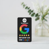 Google-Reviewen | Zakelijke Review US Zwart QR Cod Visitekaartje (Staand voorkant)