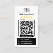 Google-Reviewen | Zakelijke Review US Zwart QR Cod Visitekaartje (Voorkant)