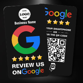 Google-Reviewen | Zakelijke Review US Zwart QR Cod Visitekaartje