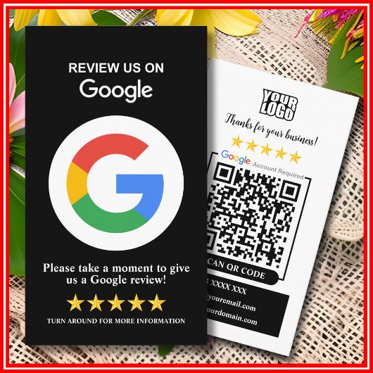 Google-Reviewen | Zakelijke Review US Zwart QR Cod Visitekaartje