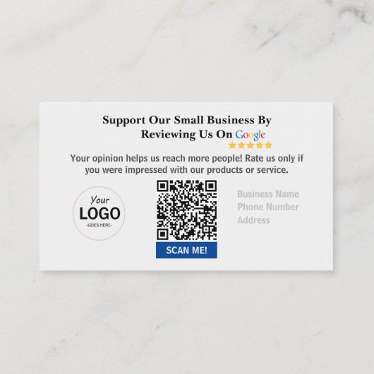 Google Reviewkaart Met Coupon Visitekaartje (Achterkant)