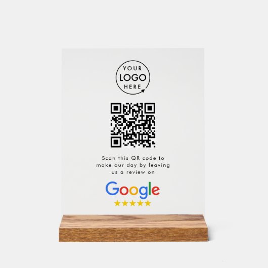 Google Reviews Acryl Bord | QR Code Tafelmodel (Voorkant)