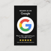 Google Reviews | Beoordeel Ons Zwart QR Code Zakel Visitekaartje (Achterkant)