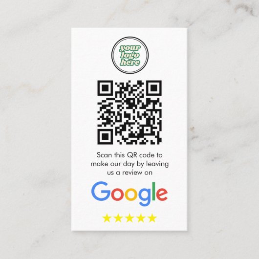 Google Reviews | Business Review Link QR Code Visitekaartje (Voorkant)
