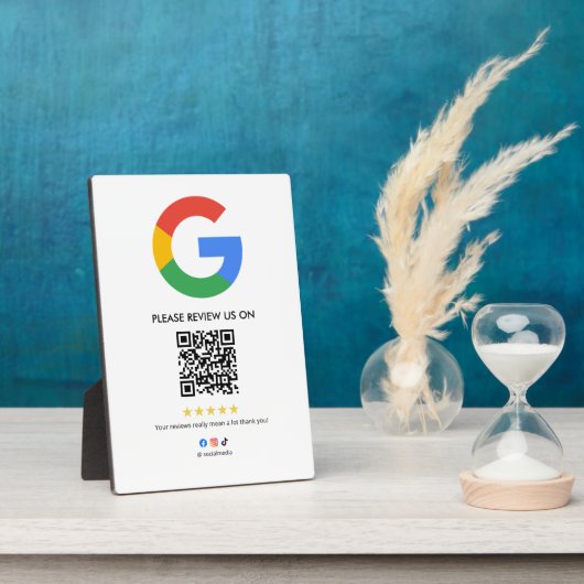 Google Reviews Easel Sign | QR Code Display Plaque Fotoplaat (Zijkant)