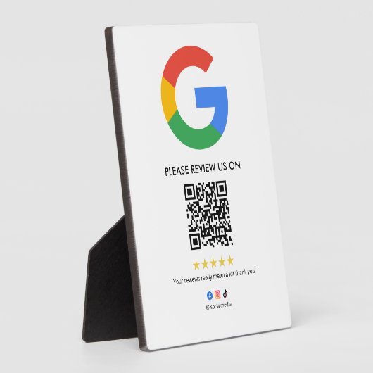 Google Reviews Easel Sign | QR Code Display Plaque Fotoplaat (Zijkant)