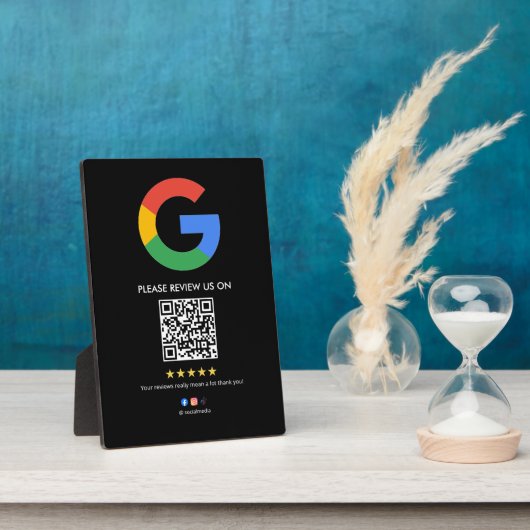 Google Reviews Easel Sign | QR Code Display Plaque Fotoplaat (Zijkant)