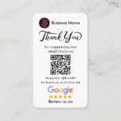 Google Reviews Met Bedankt En QR Code Visitekaartje (Voorkant)