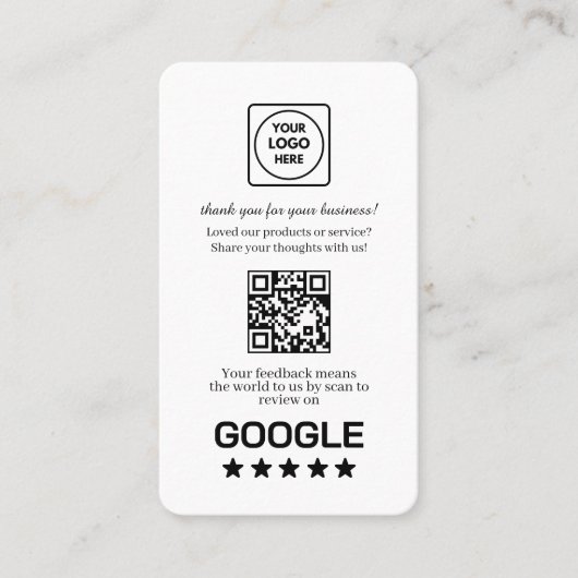 Google Reviews QR | Aangepaste Zakelijke Feedbackl Visitekaartje (Voorkant)