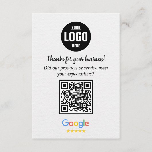 Google Reviews QR Code Business Enclosure Card Informatiekaartje (Voorkant)