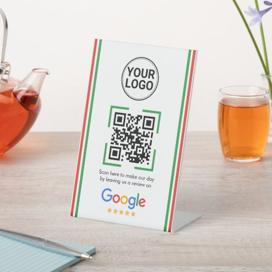 Google Reviews QR Code Custom Logo Reclamebord Met Voetstuk (Insitu)