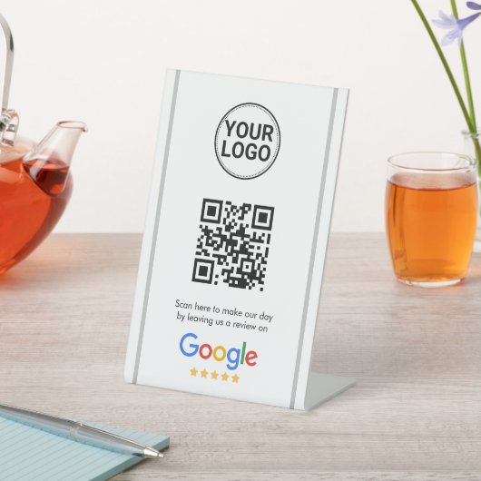 Google Reviews QR-code Elegante Aangepaste Logo Reclamebord Met Voetstuk (Insitu)