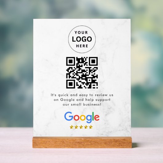 Google reviews qr code tabletop sign acryl bord (Neutraal)