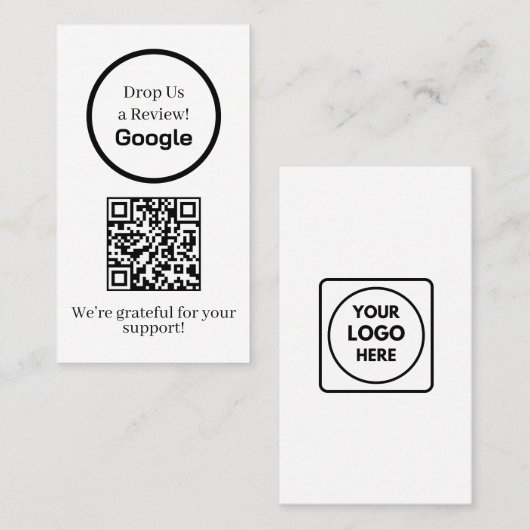 Google Reviews QR | Custom Business Feedback Link Visitekaartje (Voorkant / Achterkant)