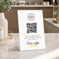 Google Reviews Tafelbord Sign | QR Code Voetstuk