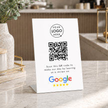 Google Reviews Tafelbord Sign | QR Code Voetstuk