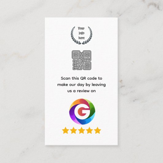 Google Reviews Tafelbord Sign | QR Code Voetstuk Visitekaartje (Voorkant)