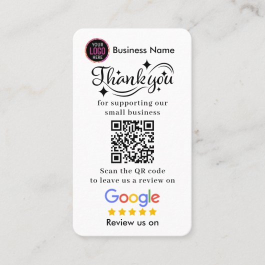 Google Reviews With Thank You And QR Code Business Visitekaartje (Voorkant)