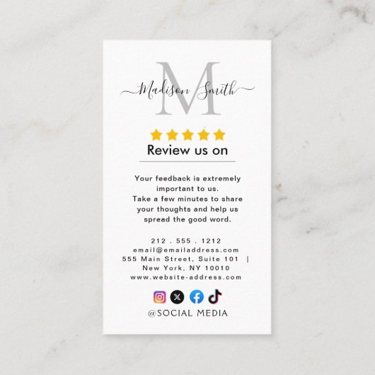 Google Reviews With Thank You And QR Code Business Visitekaartje (Achterkant)