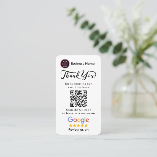 Google Reviews With Thank You And QR Code Visitekaartje (Staand voorkant)