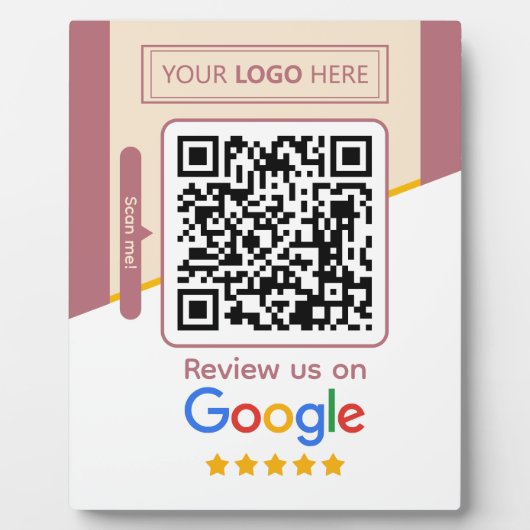 Google Reviews Zakelijk Aanmeld QR Code Link Fotoplaat (Voorkant)