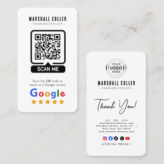 Google Reviews | Zakelijke beoordeling | QR-code Visitekaartje (Voorkant / Achterkant)