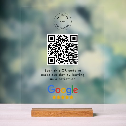 Google Reviewverzoek | QR-code Zakelijk Logo Acryl Bord (Neutraal)