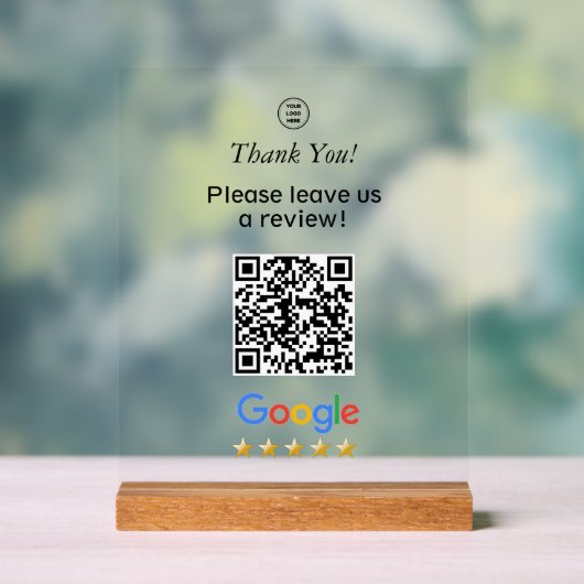 Google Scan To Leave A Review QR Code Acryl Bord (Neutraal)