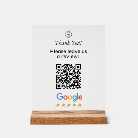 Google Scan To Leave A Review QR Code Acryl Bord (Voorkant)