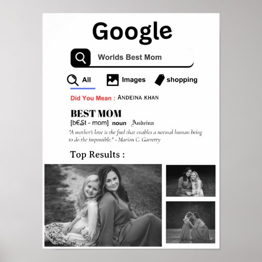 Google World's beste Moeder Retro Gepersonaliseerd Poster (Voorkant)