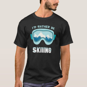 Googles met sneeuwbergen als grappige skiër t-shirt