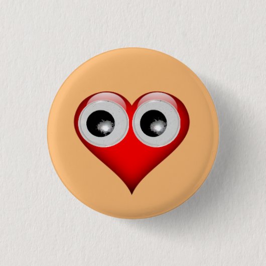 Googly Eye Heart Ronde Button 3,2 Cm (Voorkant)