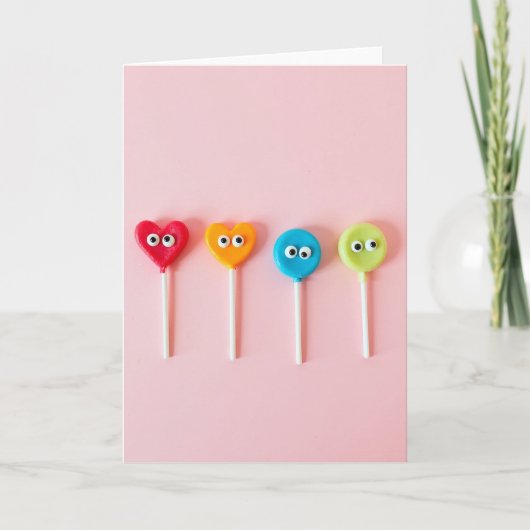 Googly Eye Lollipops Kaart (Voorkant)