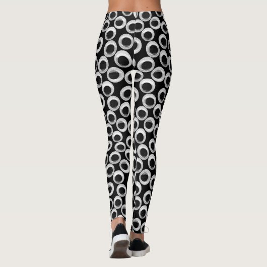 Googly eye-patroon - zwart leggings (Achterkant)