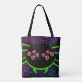 Googly Eyed Black Spider Monster Tote Bag (Achterkant)