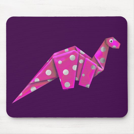 Googly-Eyed Origami Brachiosaurus - Roze Muismat (Voorkant)