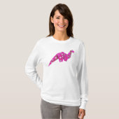Googly-Eyed Origami Brachiosaurus - Roze T-shirt (Voorkant volledig)
