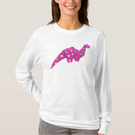 Googly-Eyed Origami Brachiosaurus - Roze T-shirt