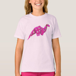 Googly-Eyed Origami Brachiosaurus - Roze T-shirt