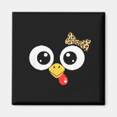 Googly-eyed Turkey With Leopard Bow, Funny Cartoon Magneet (Voorkant)