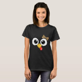 Googly-eyed Turkey With Leopard Bow, Funny Cartoon T-shirt (Voorkant volledig)