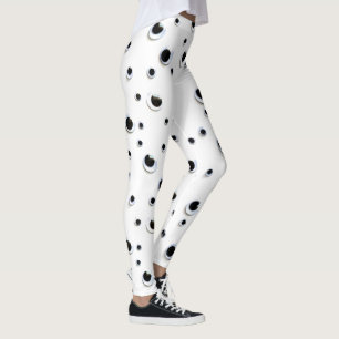 Googly Eyes Black en White Funny Cute Unique Leggings