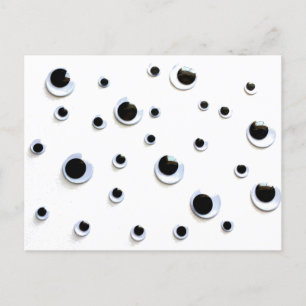 Googly Eyes Black en White Gekke Fun Humor Briefkaart