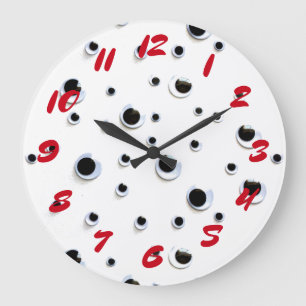 Googly Eyes Black en White Red Trendy Fun Grote Klok